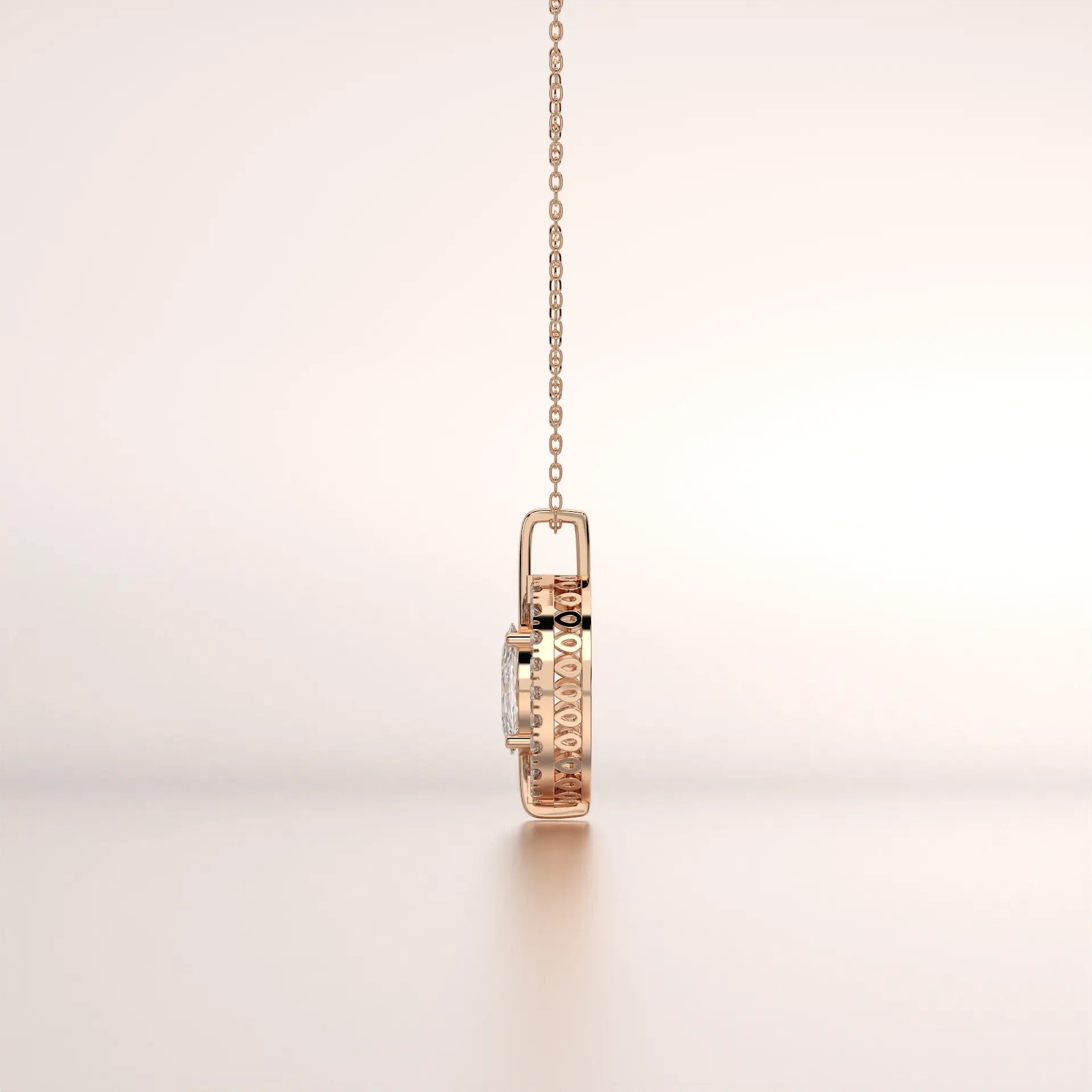 pendant diamond diamond rose gold 18k side profile