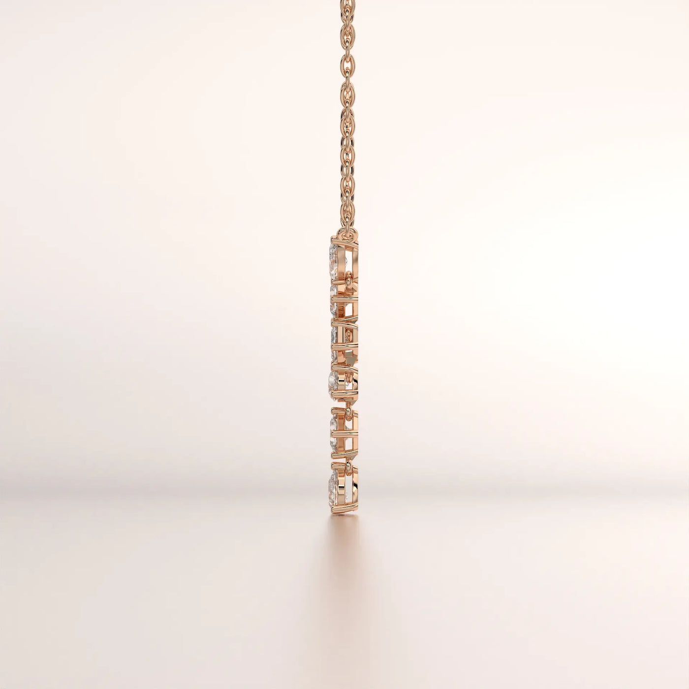 pendant diamond diamond rose gold 18k side profile