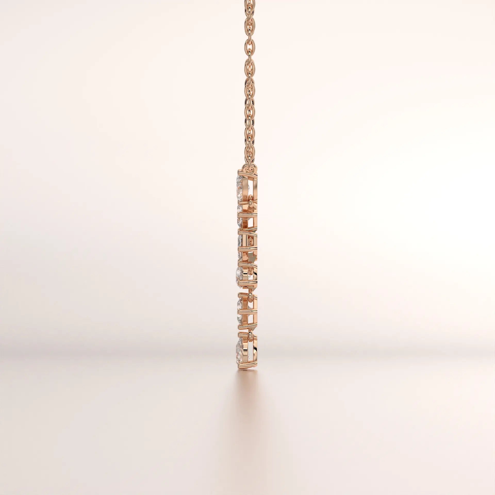 pendant diamond diamond rose gold 18k side profile