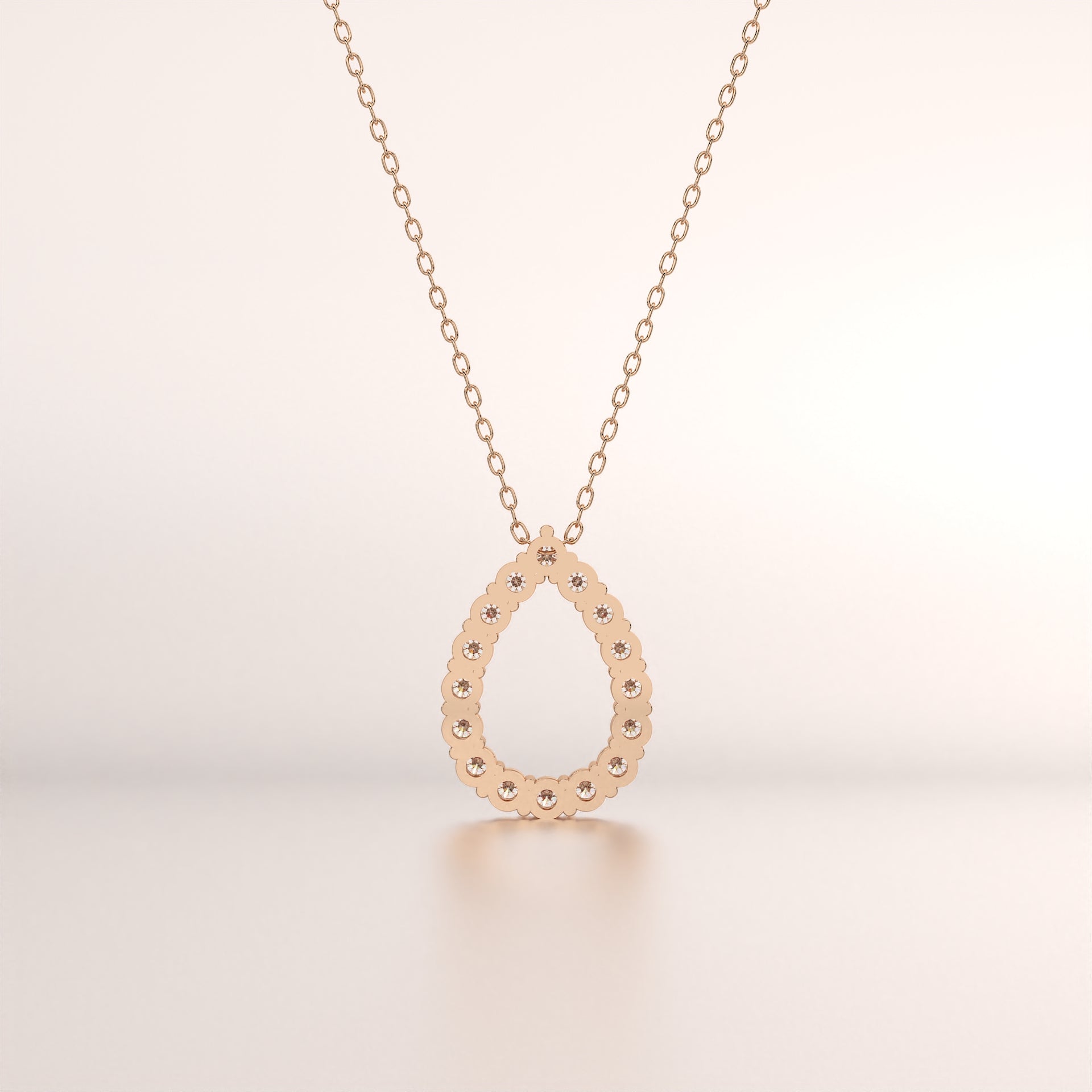 pendant diamond rose gold 14k front