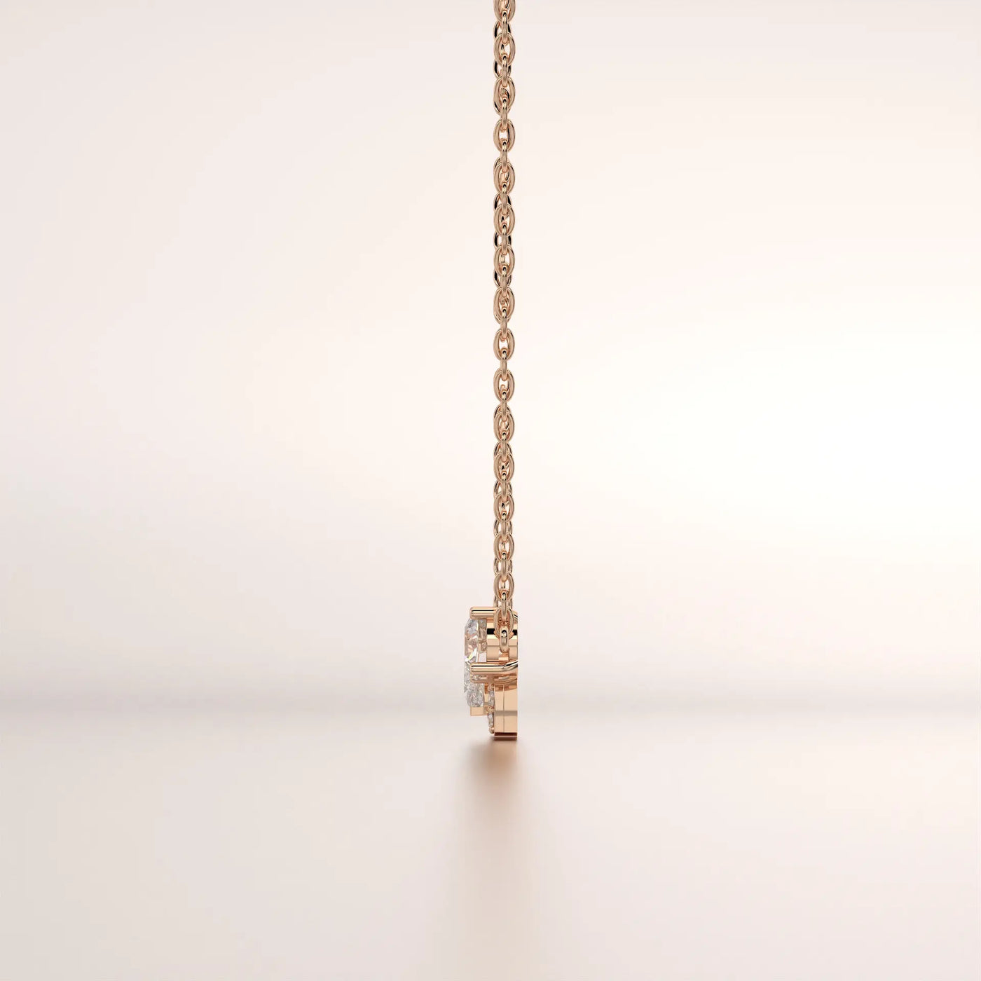 pendant diamond rose gold 14k side