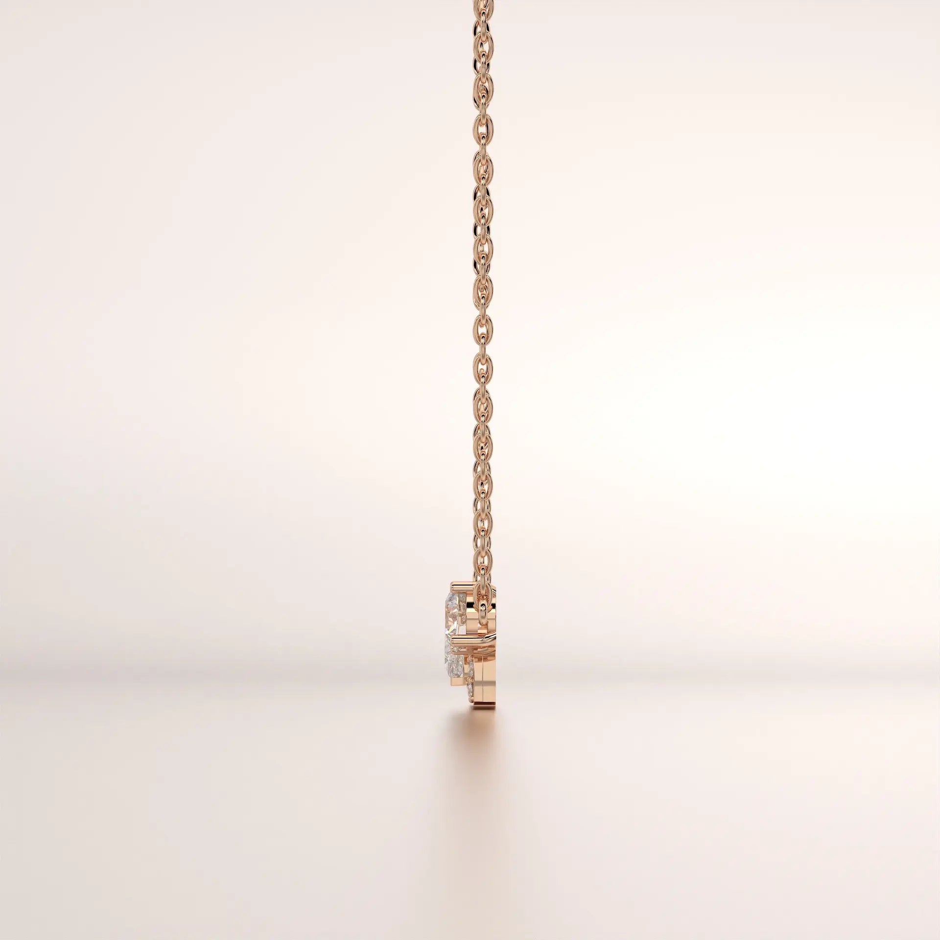 pendant diamond rose gold 14k side
