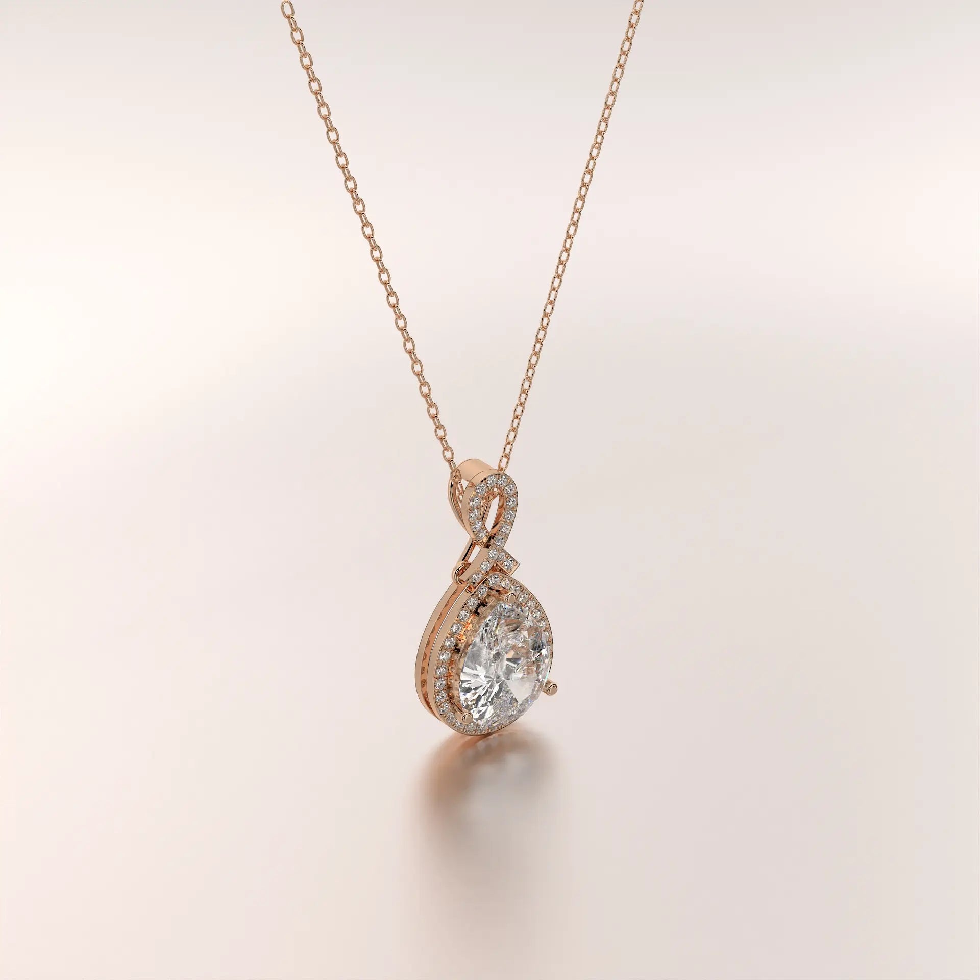 pendant diamond rose gold 18k front