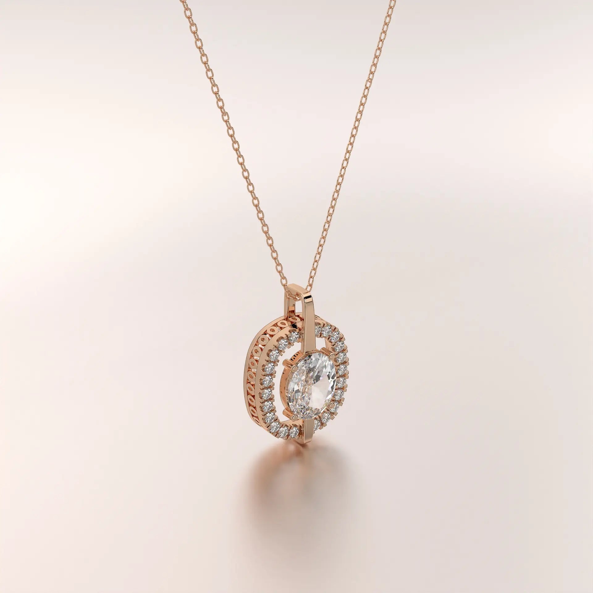 pendant diamond rose gold 18k front