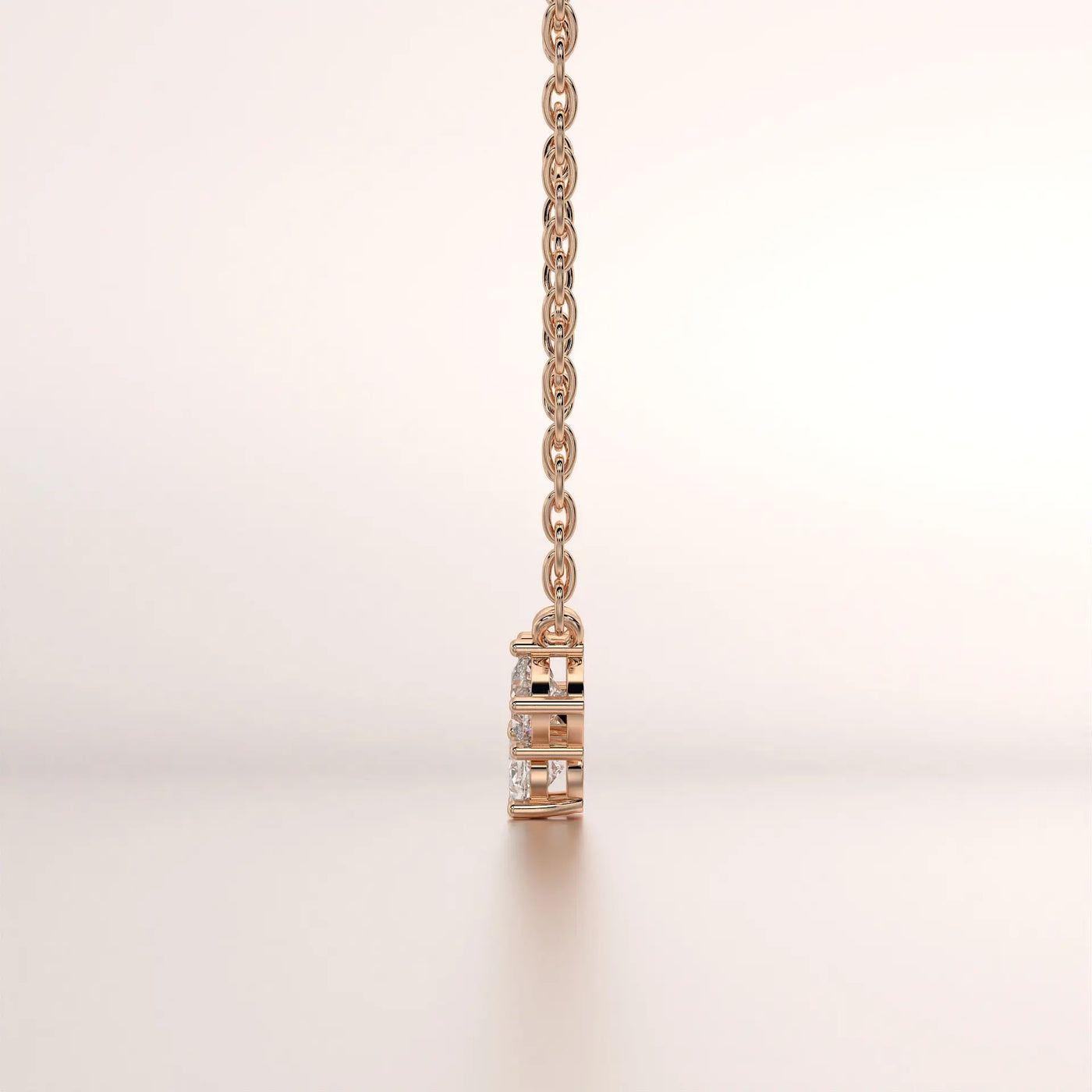 pendant diamond rose gold 18k side profile