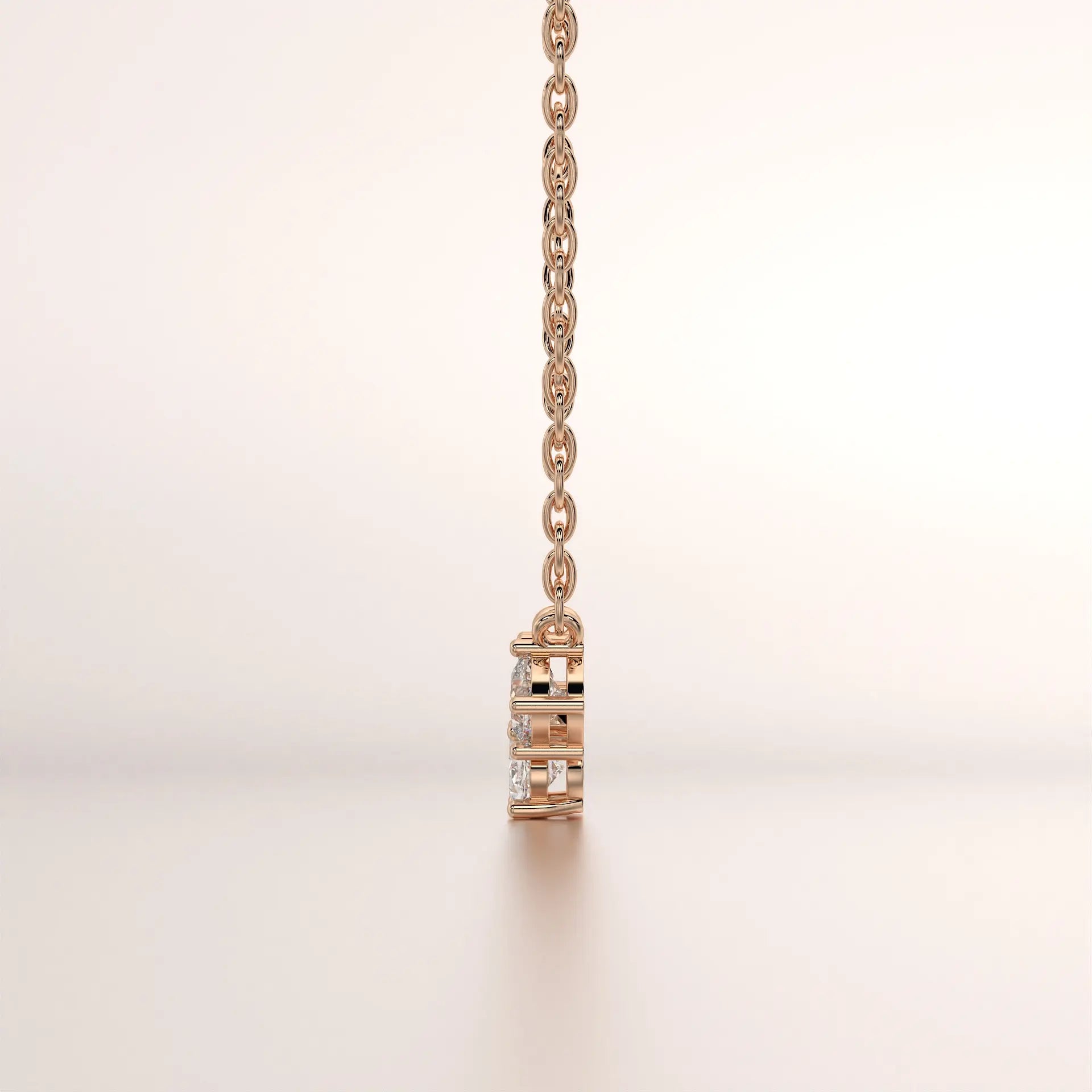 pendant diamond rose gold 18k side profile