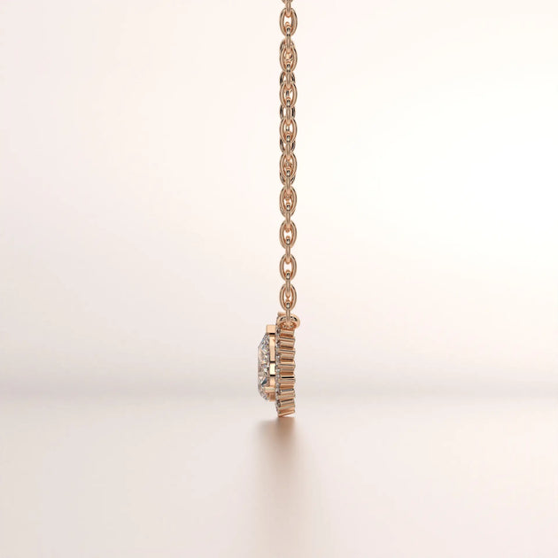 pendant diamond rose gold 18k side profile