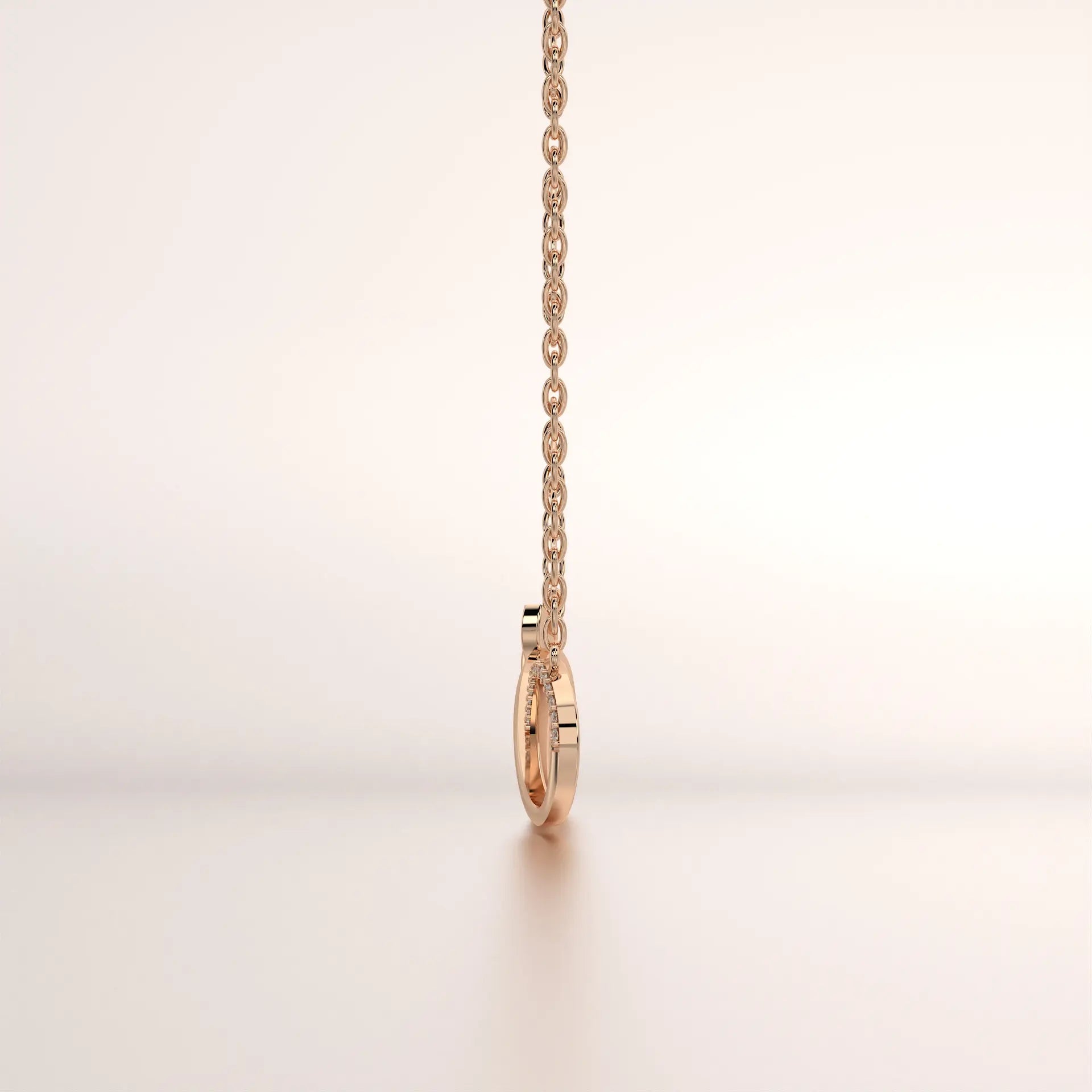 pendant diamond rose gold 18k side profile