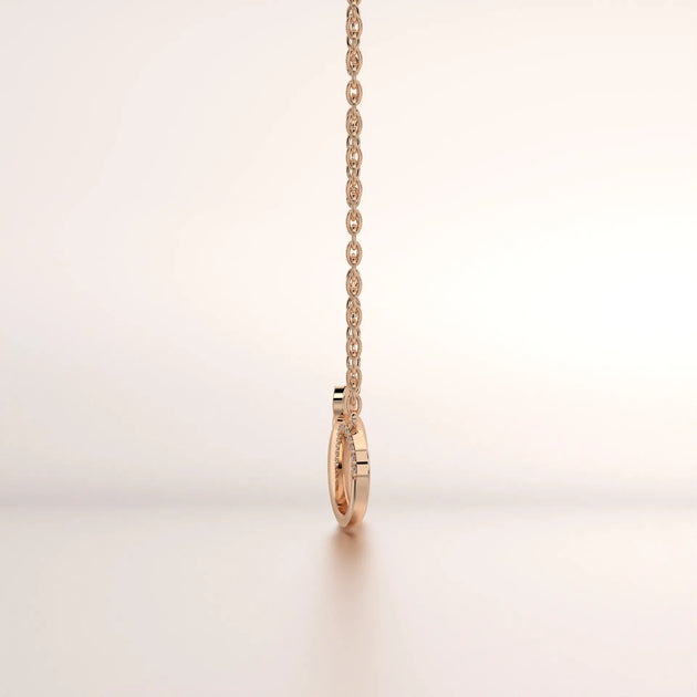 pendant diamond rose gold 18k side profile