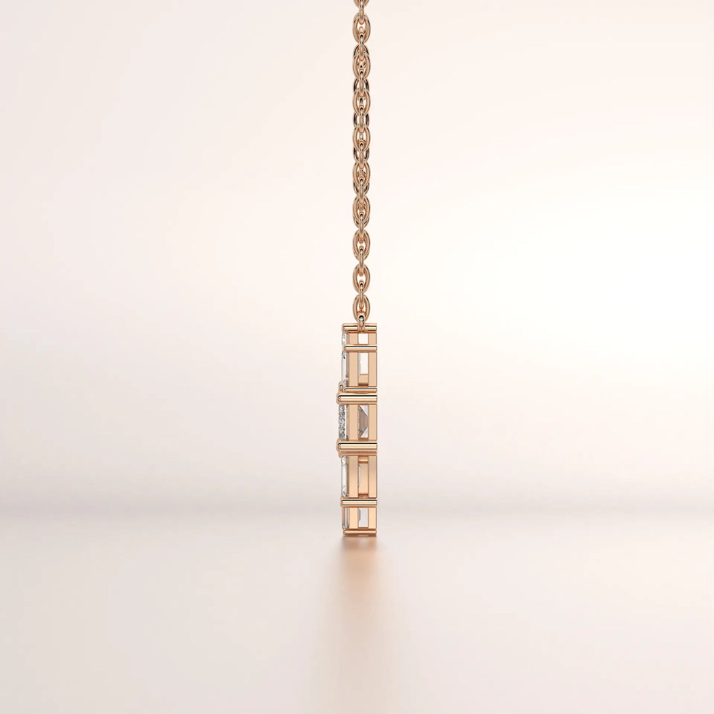 pendant diamond rose gold 18k side profile