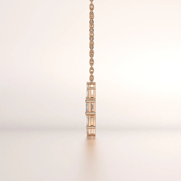 pendant diamond rose gold 18k side profile