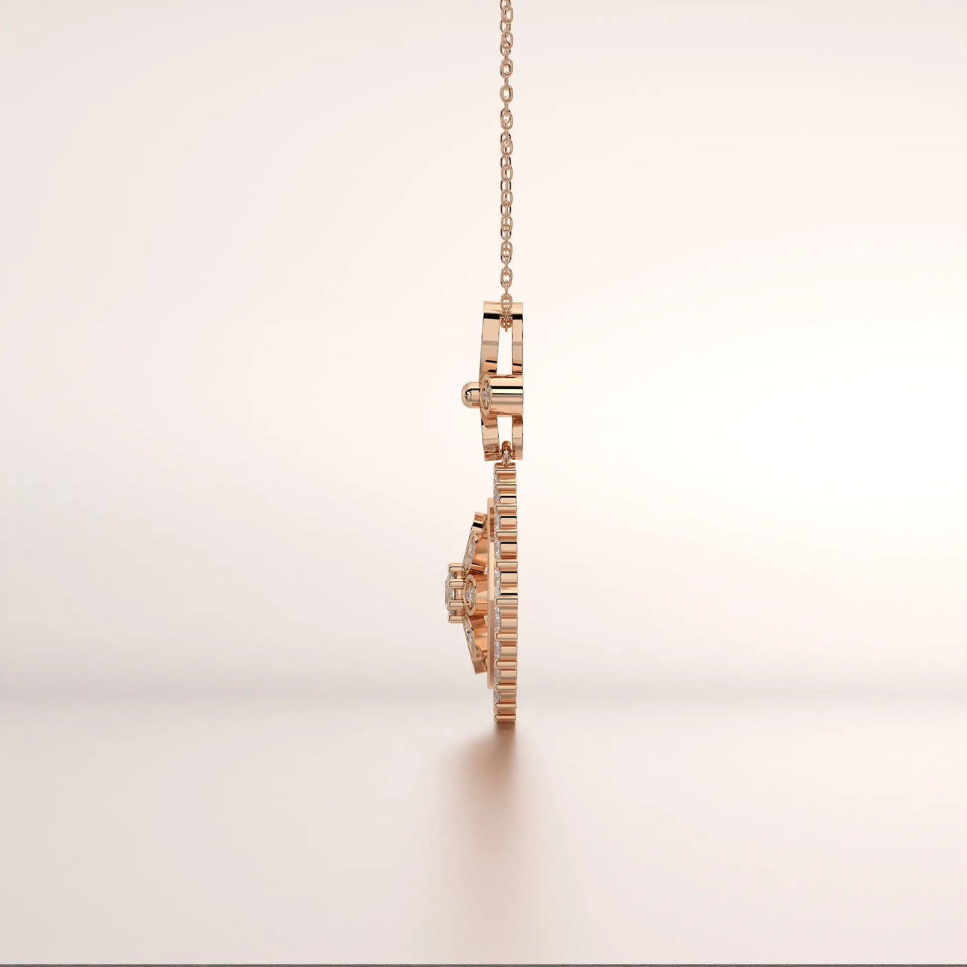 pendant diamond rose gold 18k side