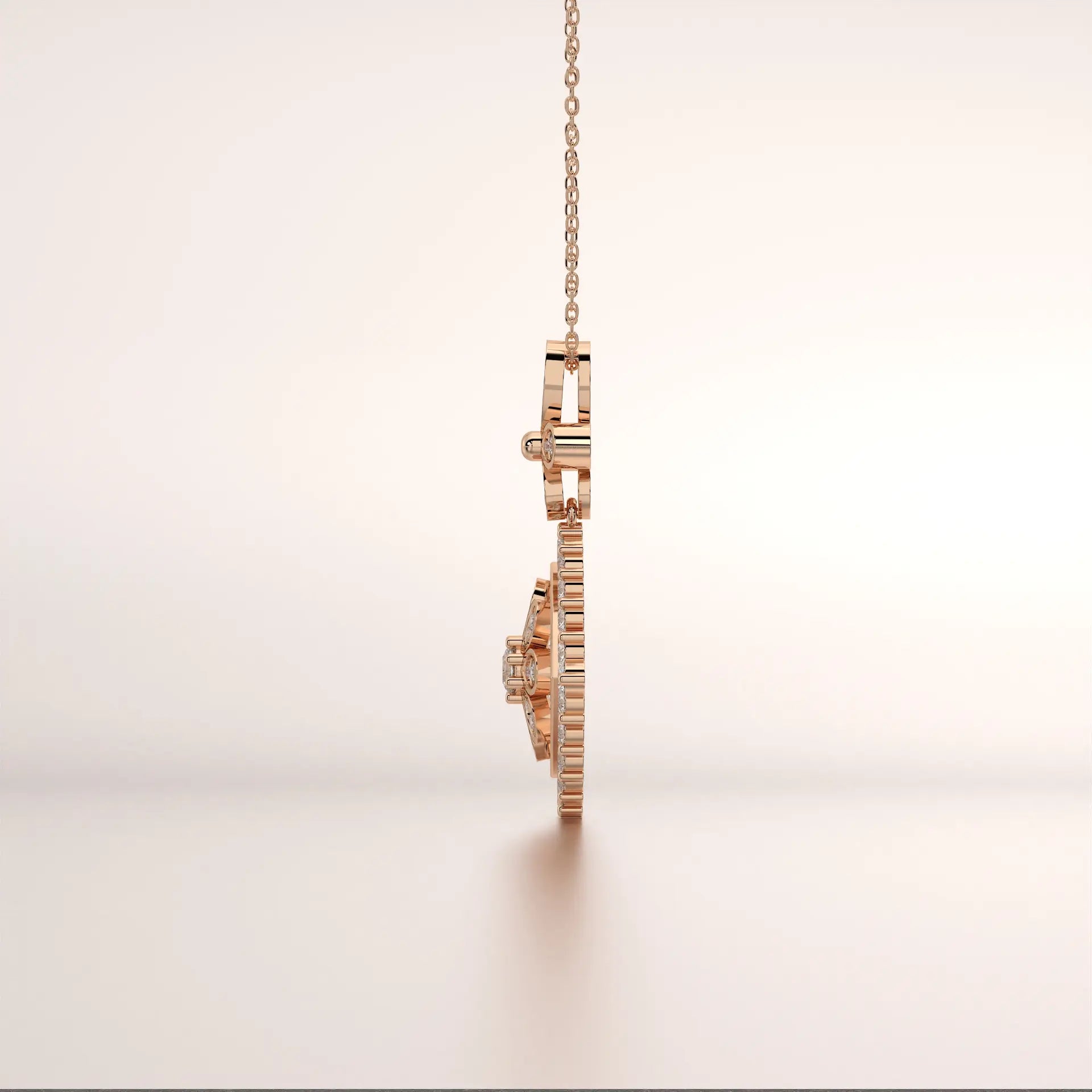 pendant diamond rose gold 18k side