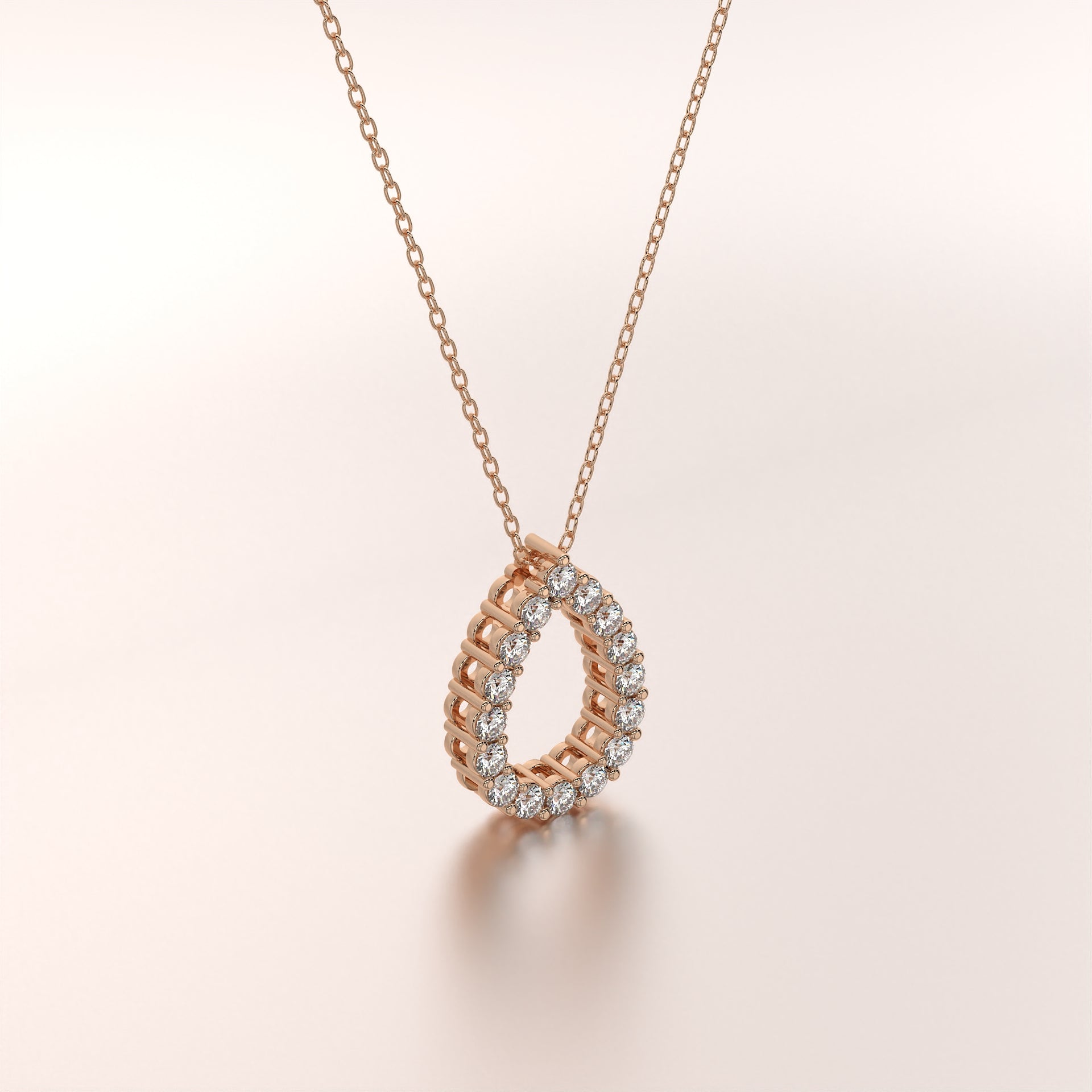 pendant drop diamond rose gold base front