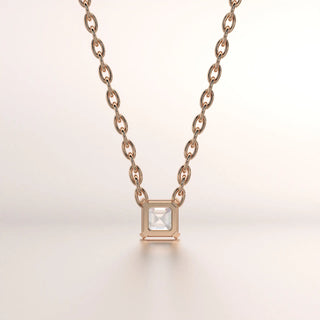 pendant emerald cut diamond rose gold 18k front