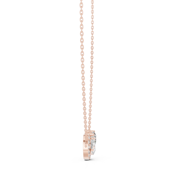 Driona Jewels Two Stone Halo Diamond Pendant in 14K Rose Gold
