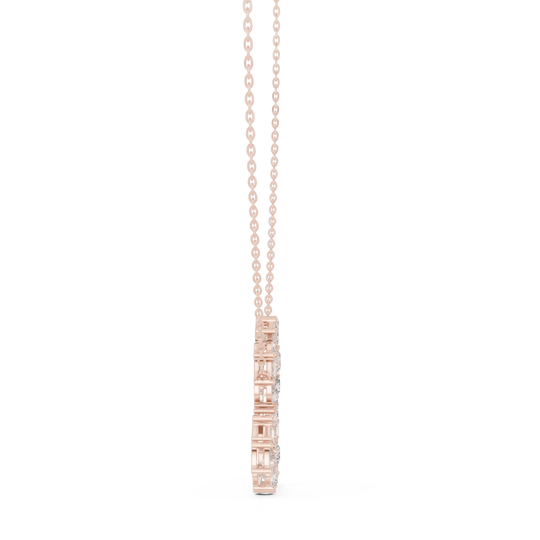Driona Jewels Heart Pendant Necklace – 14K Gold Baguette Moissanite