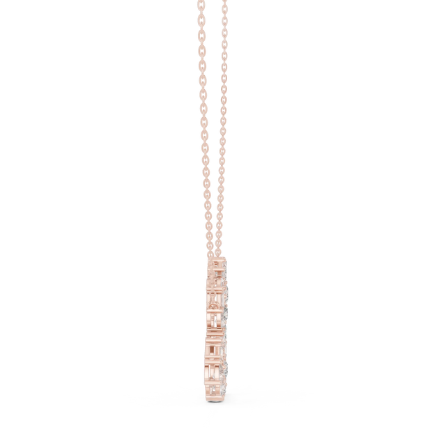 Driona Jewels Heart Pendant Necklace – 14K Gold Baguette Moissanite