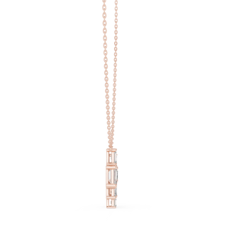 Front-View: Emerald Cut Diamond Pendant with Prong Setting in 14k Rose Gold - Lab Grown - Driona Jewels
