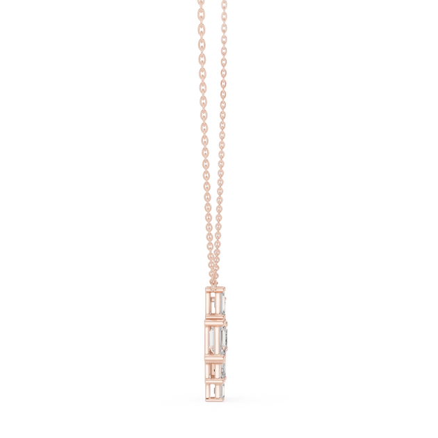 Front-View: Emerald Cut Diamond Pendant with Prong Setting in 14k Rose Gold - Lab Grown - Driona Jewels