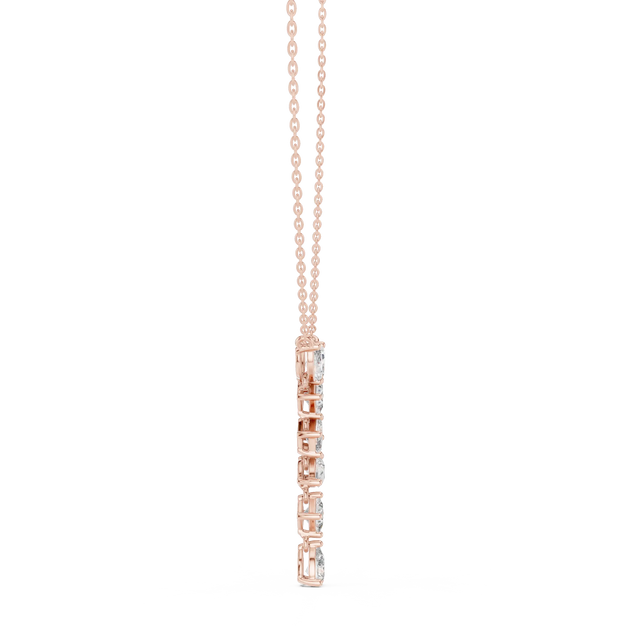 Side-Profile: Emerald Cut Diamond Pendant with Prong Setting in 14k Rose Gold - Lab Grown - Driona Jewels