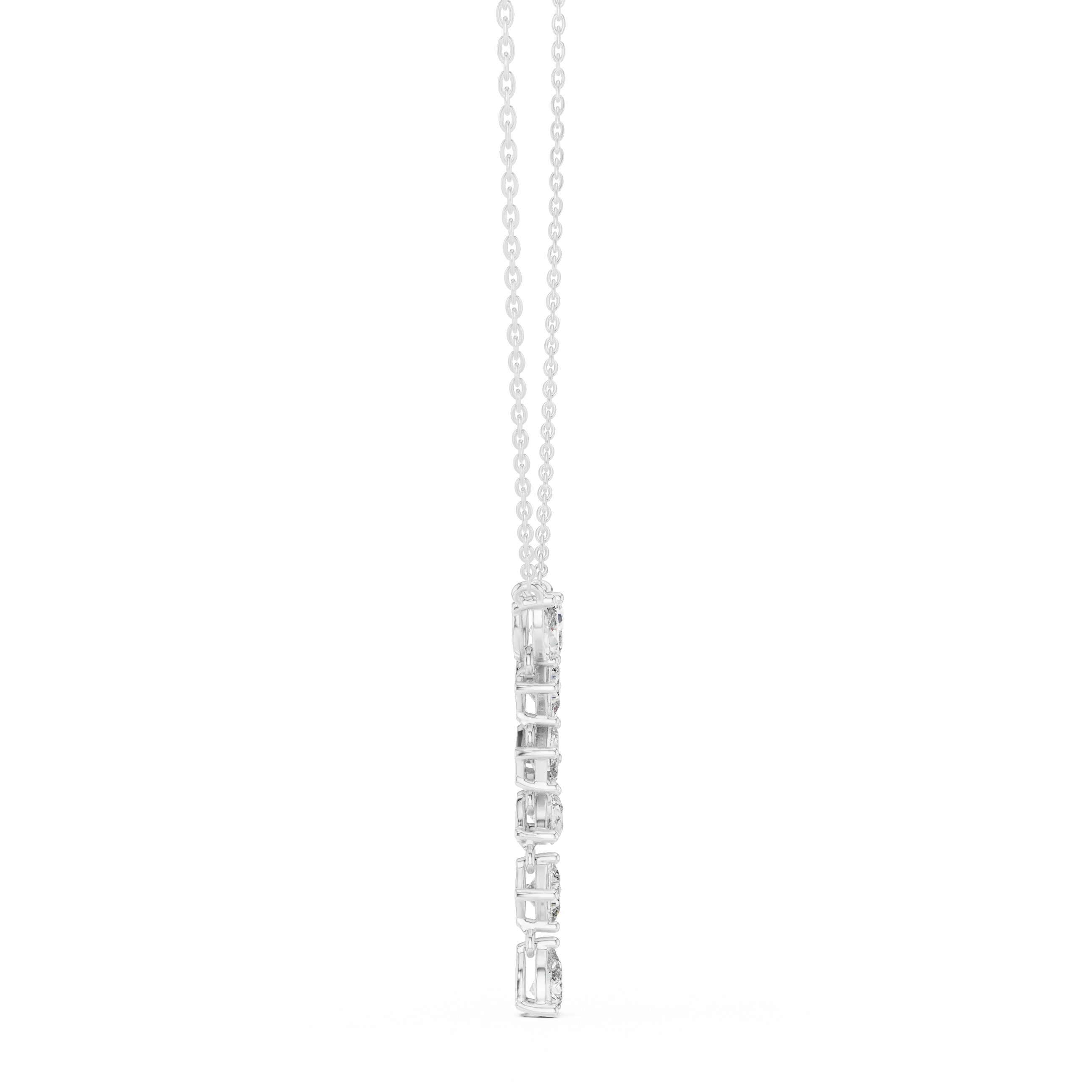 Front-View: Emerald Cut Diamond Pendant with Prong Setting in 14k White Gold - Lab Grown - Driona Jewels