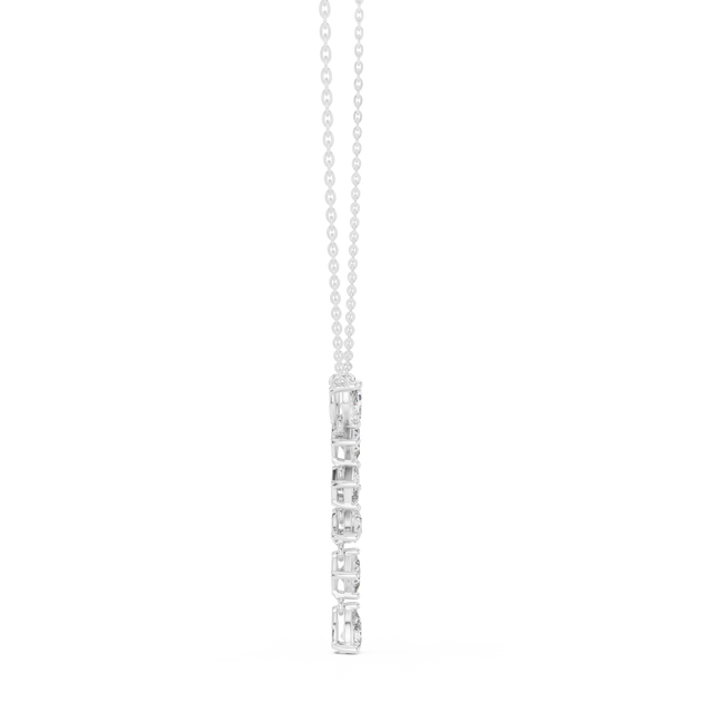 Front-View: Emerald Cut Diamond Pendant with Prong Setting in 14k White Gold - Lab Grown - Driona Jewels