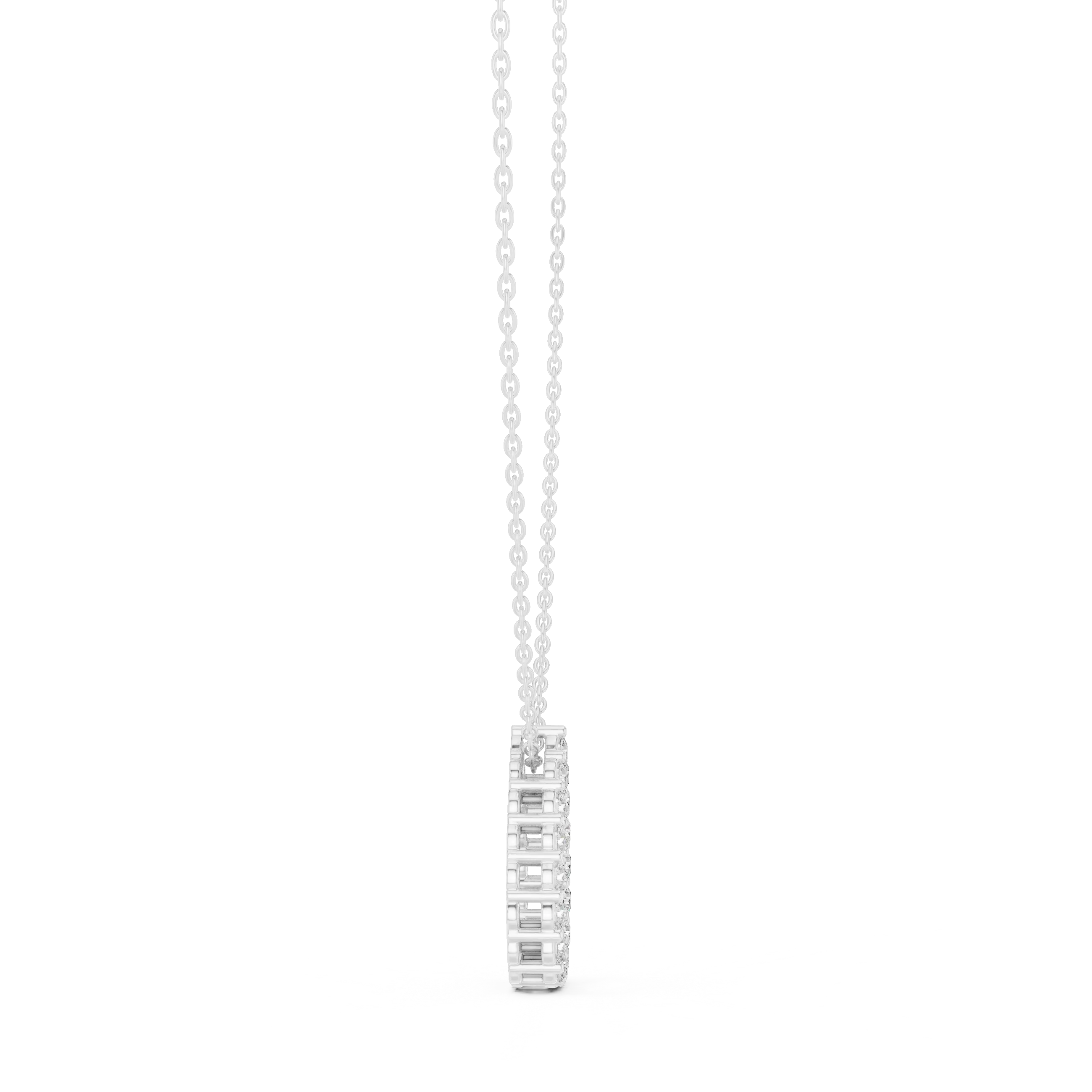 Front-View: Emerald Cut Diamond Pendant with Prong Setting in 14k White Gold - Lab Grown - Driona Jewels