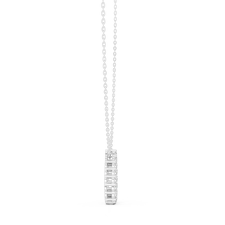 Front-View: Emerald Cut Diamond Pendant with Prong Setting in 14k White Gold - Lab Grown - Driona Jewels