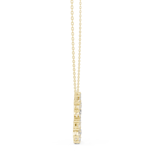 Driona Jewels Heart Pendant Necklace – 14K Gold Baguette Moissanite