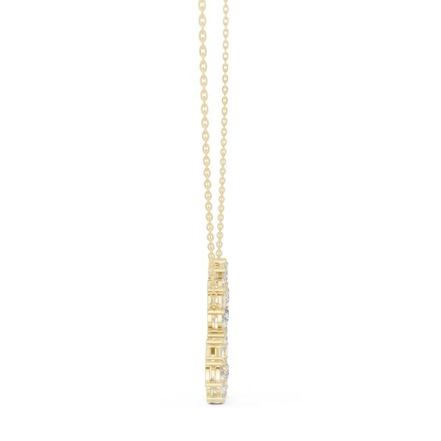 Driona Jewels Heart Pendant Necklace – 14K Gold Baguette Moissanite