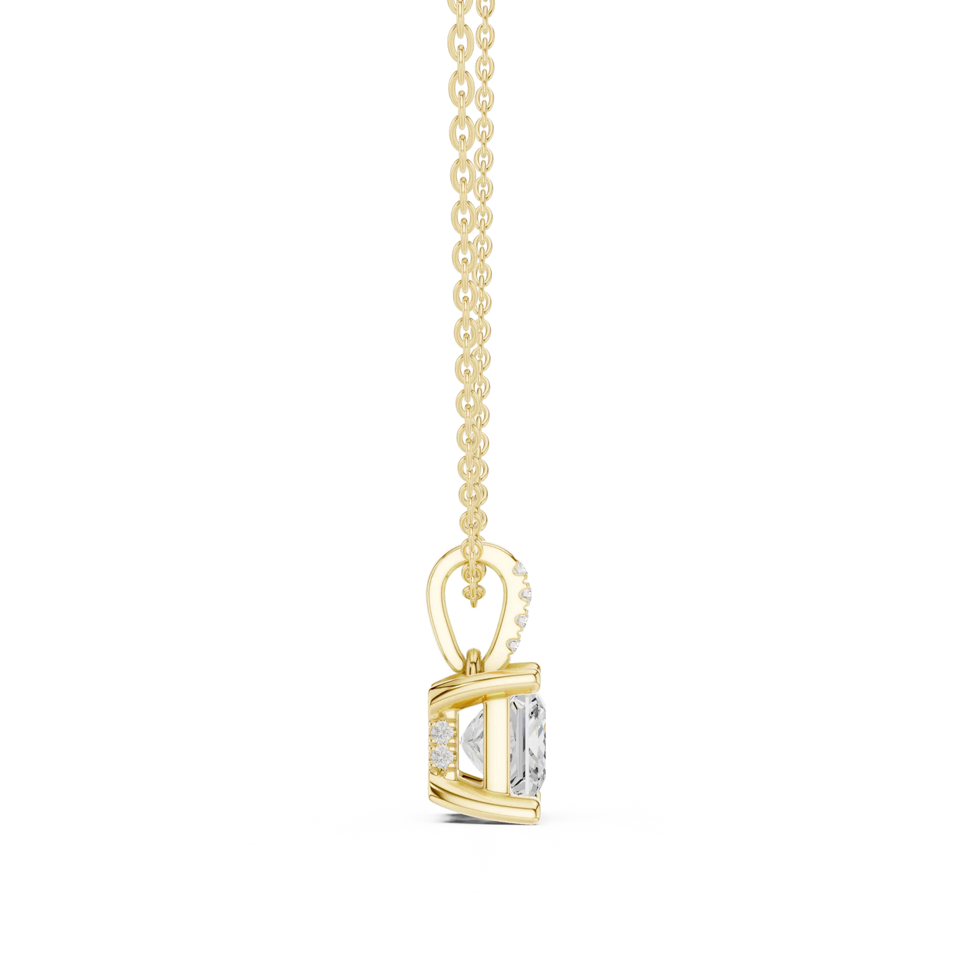 Sparkle-shot: Emerald Cut Diamond Pendant with Prong Setting in 14k Yellow Gold - Lab Grown - Driona Jewels
