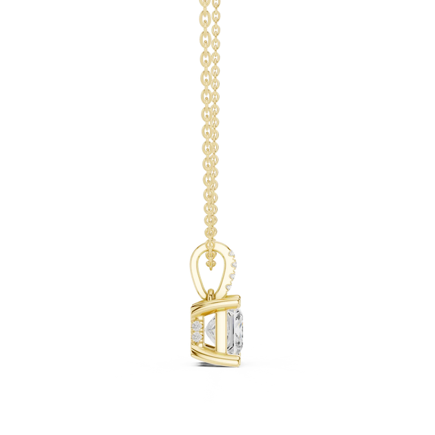 Sparkle-shot: Emerald Cut Diamond Pendant with Prong Setting in 14k Yellow Gold - Lab Grown - Driona Jewels
