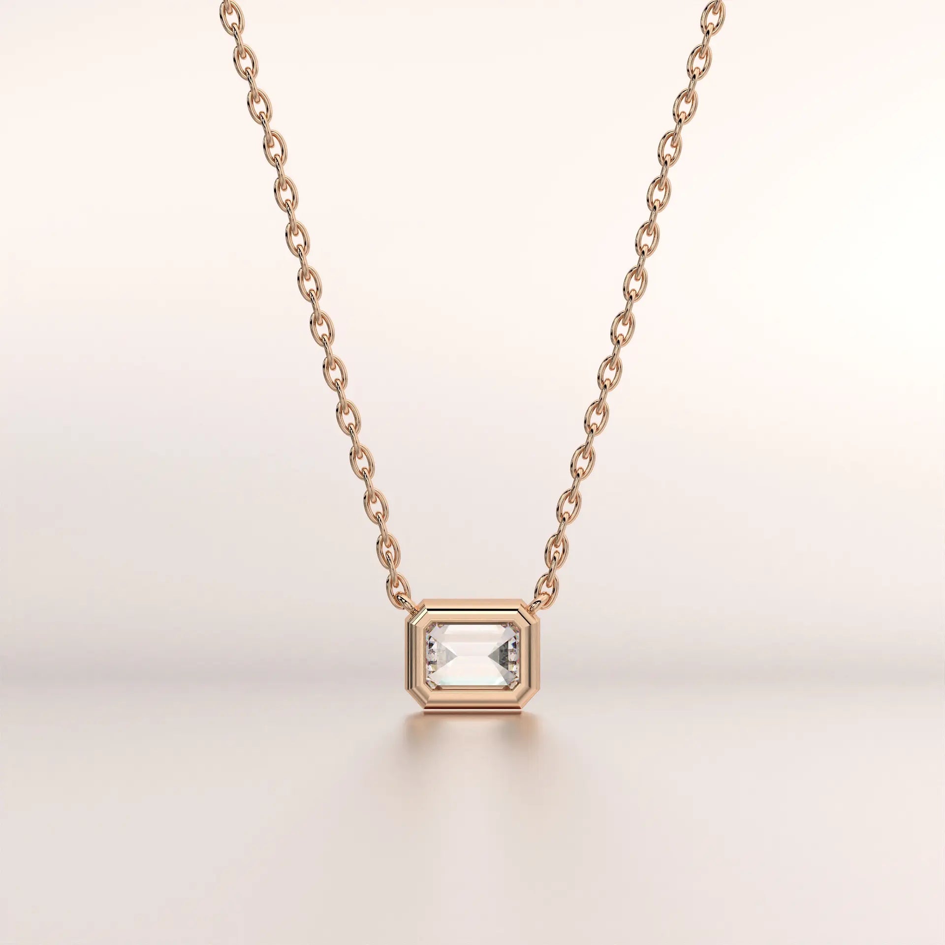 pendant emerald diamond rose gold 14k front