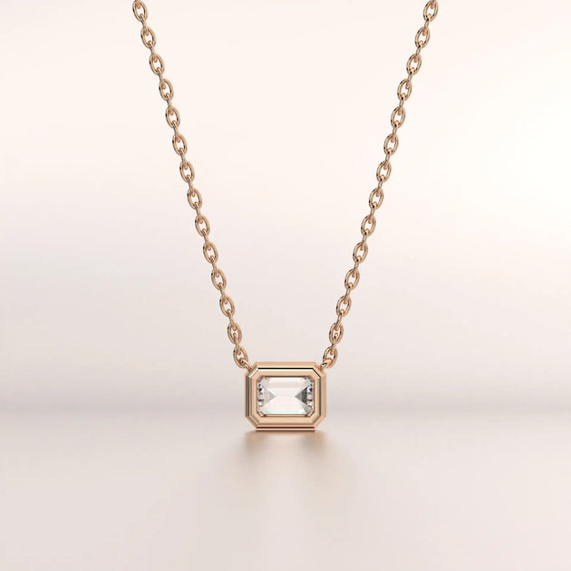pendant emerald diamond rose gold 14k front