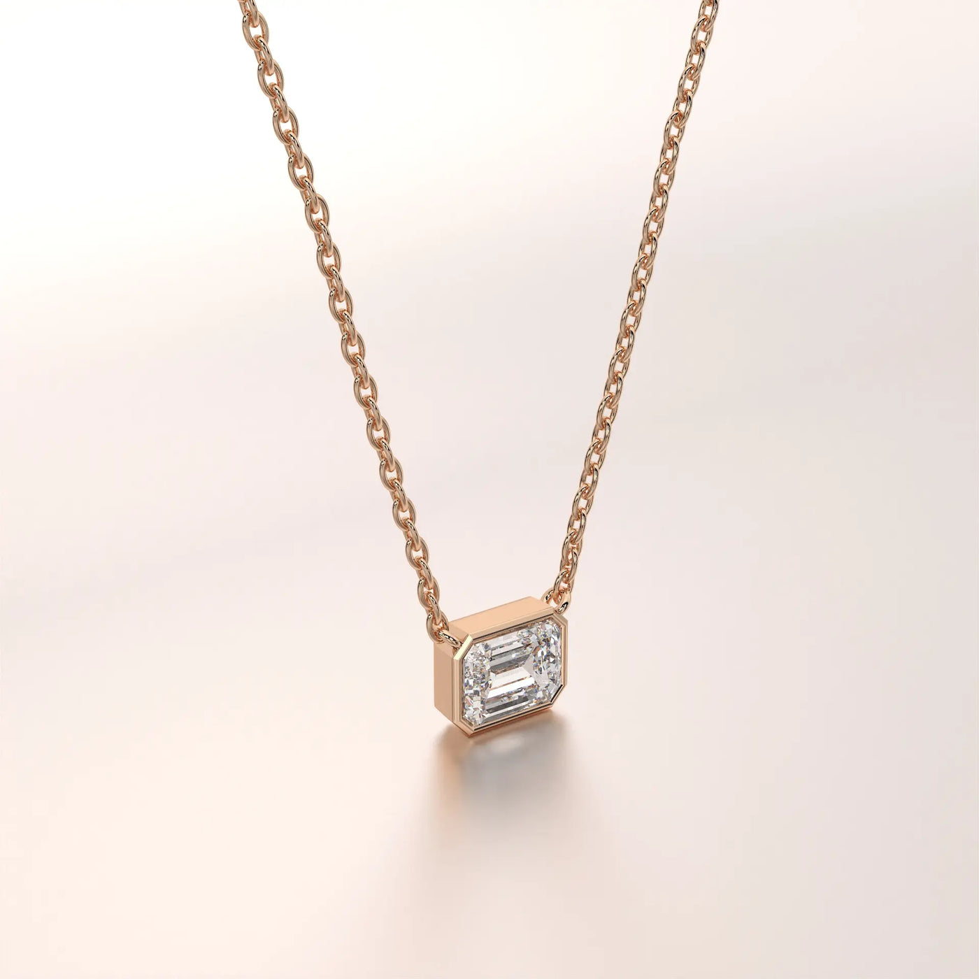 pendant emerald diamond rose gold 14k front
