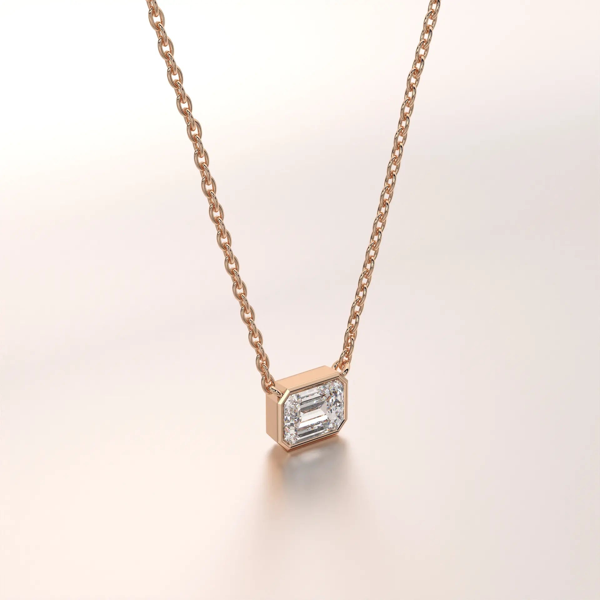 pendant emerald diamond rose gold 14k front