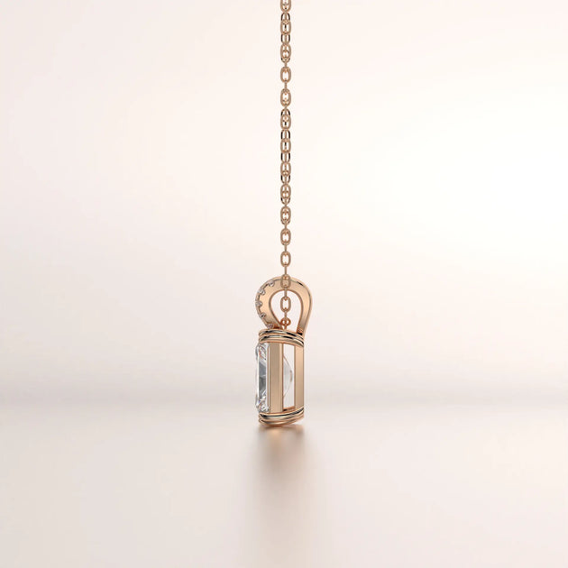 pendant emerald diamond rose gold 14k side profile