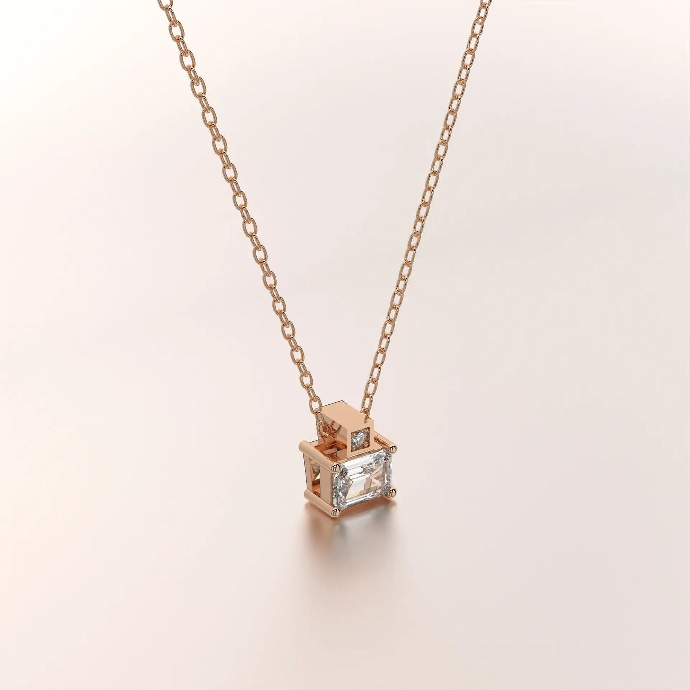pendant emerald diamond rose gold 18k classic