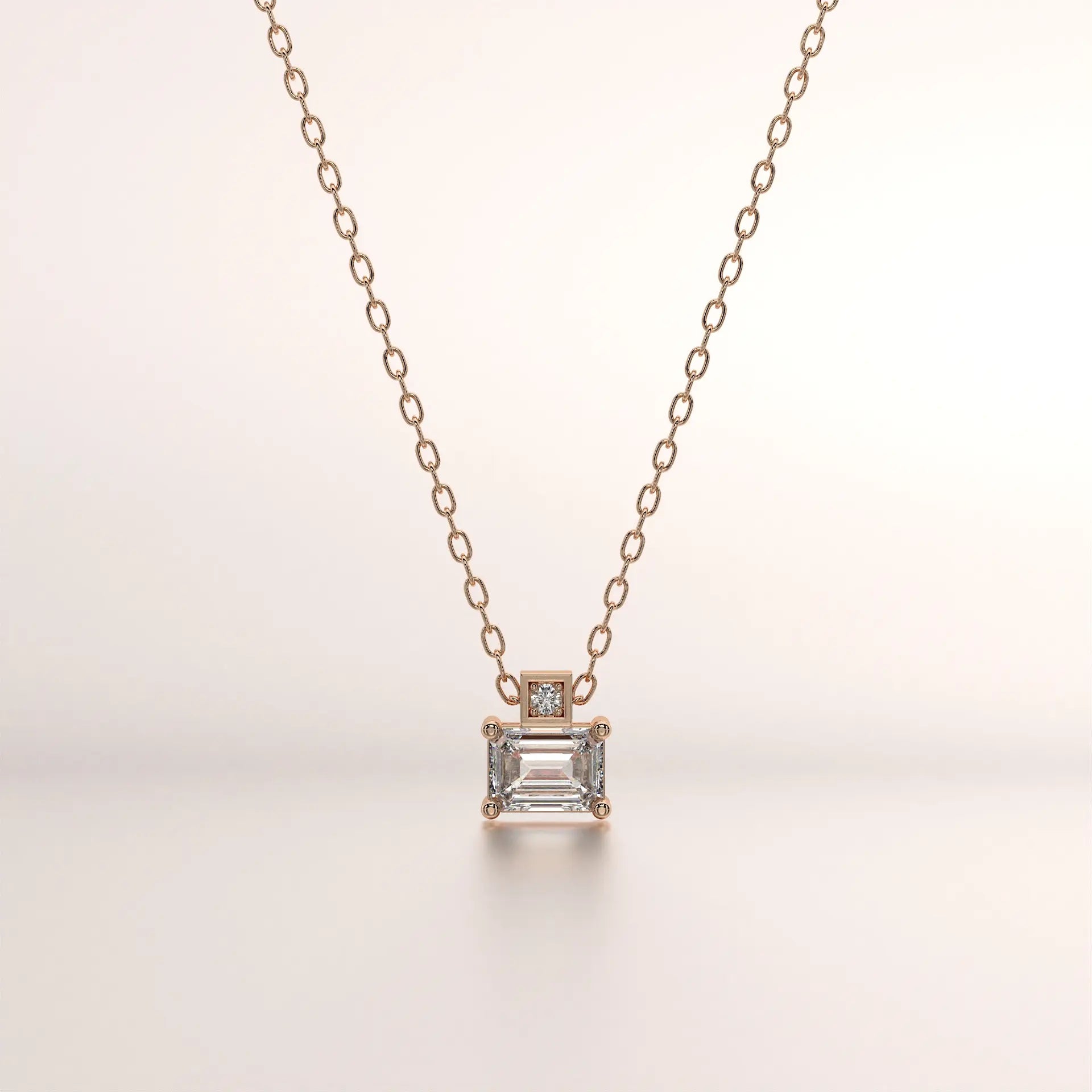 pendant emerald diamond rose gold 18k front