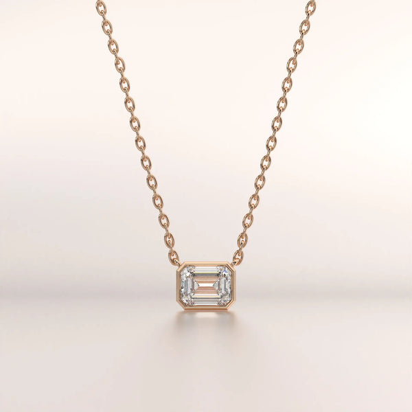 pendant emerald diamond rose gold 18k front