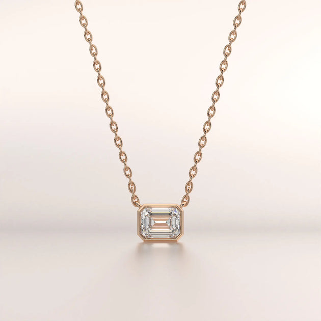 pendant emerald diamond rose gold 18k front