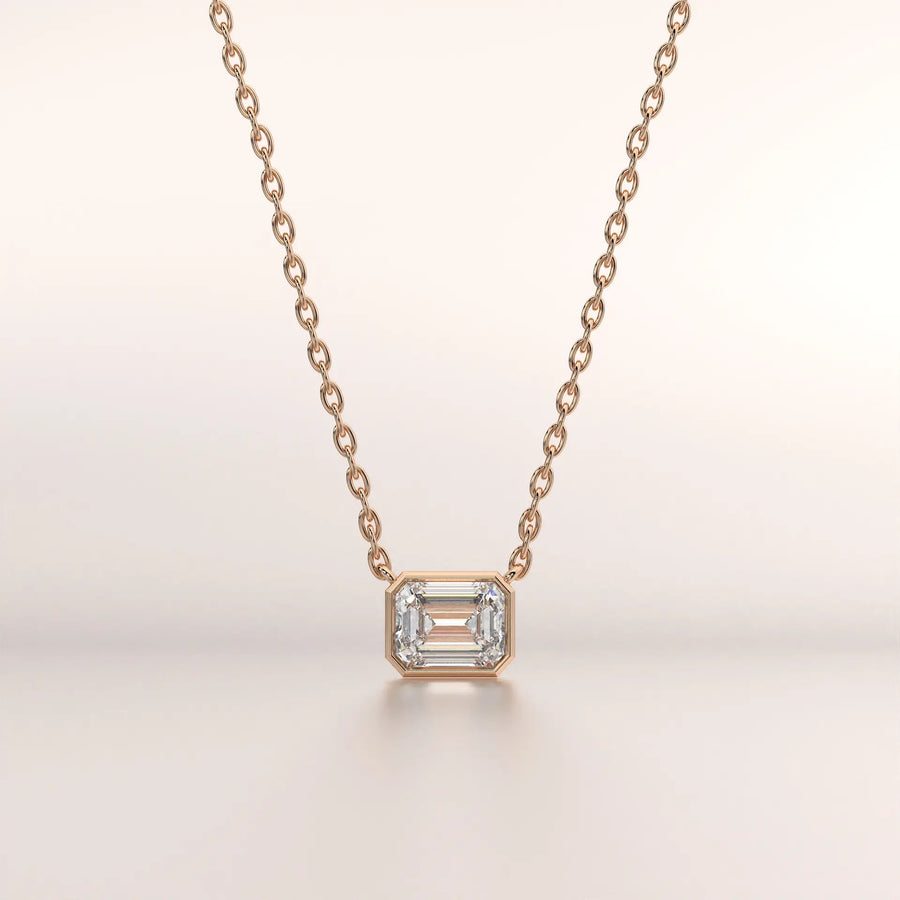 pendant emerald diamond rose gold 18k front