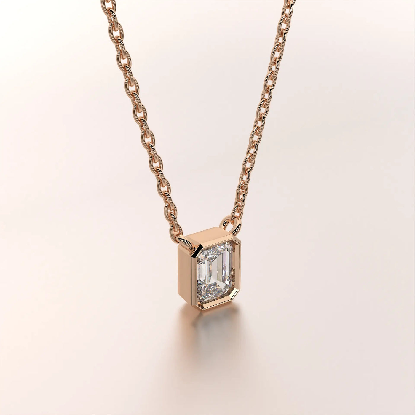 pendant emerald diamond rose gold 18k front