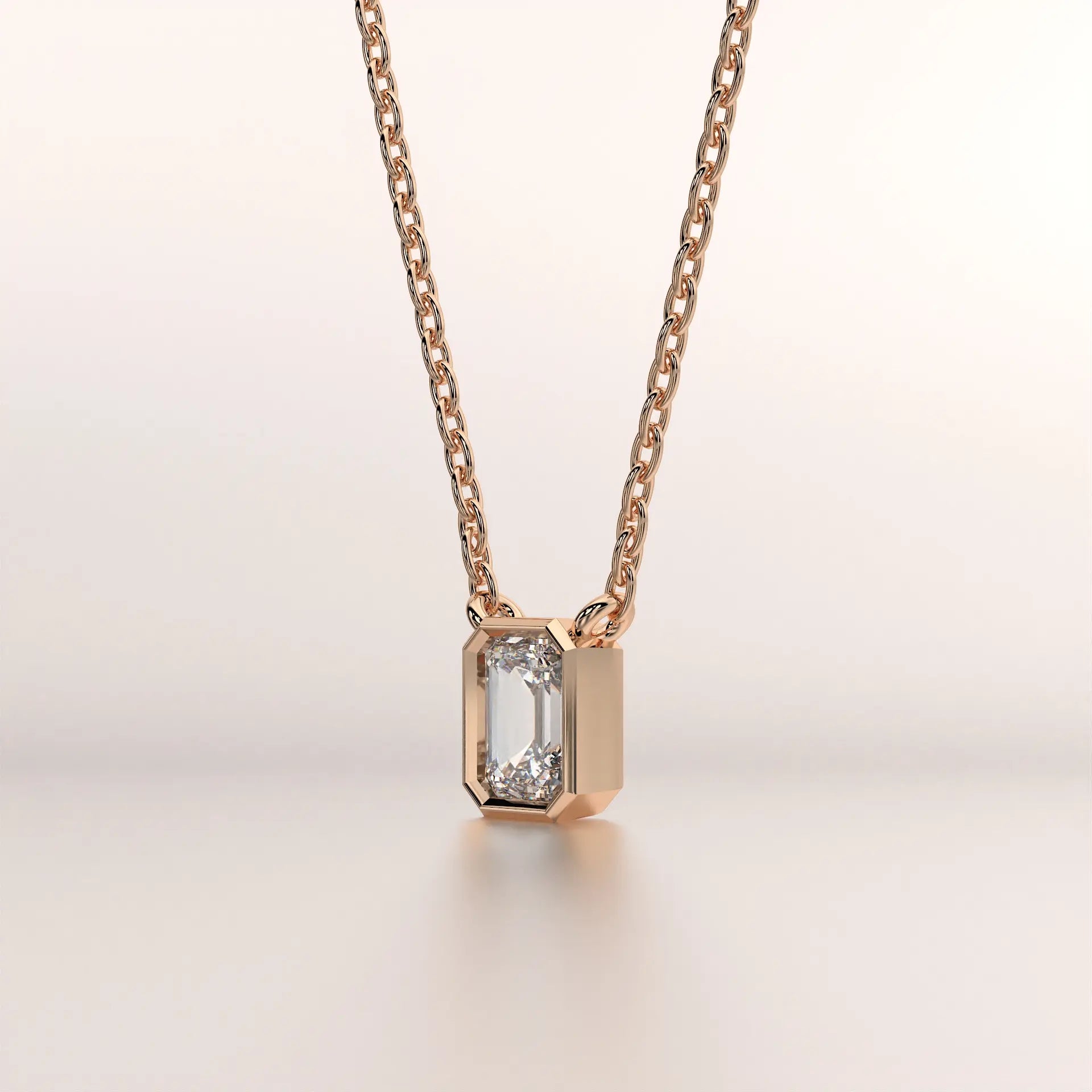 pendant emerald diamond rose gold 18k front