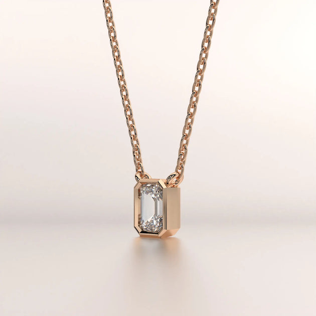 pendant emerald diamond rose gold 18k front