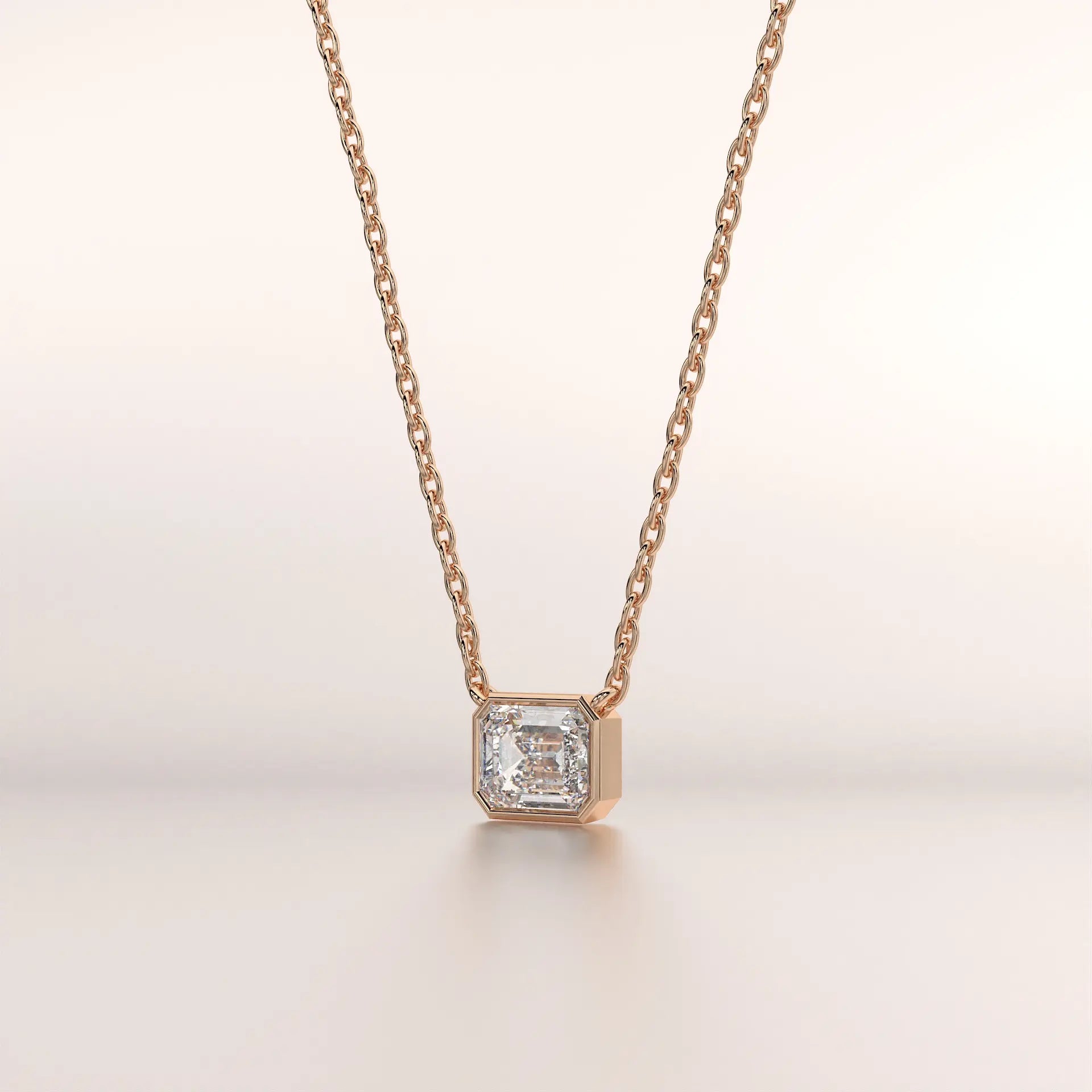 pendant emerald diamond rose gold 18k front