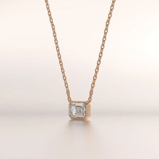 pendant emerald diamond rose gold 18k front