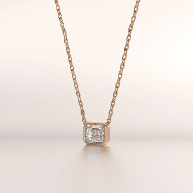pendant emerald diamond rose gold 18k front