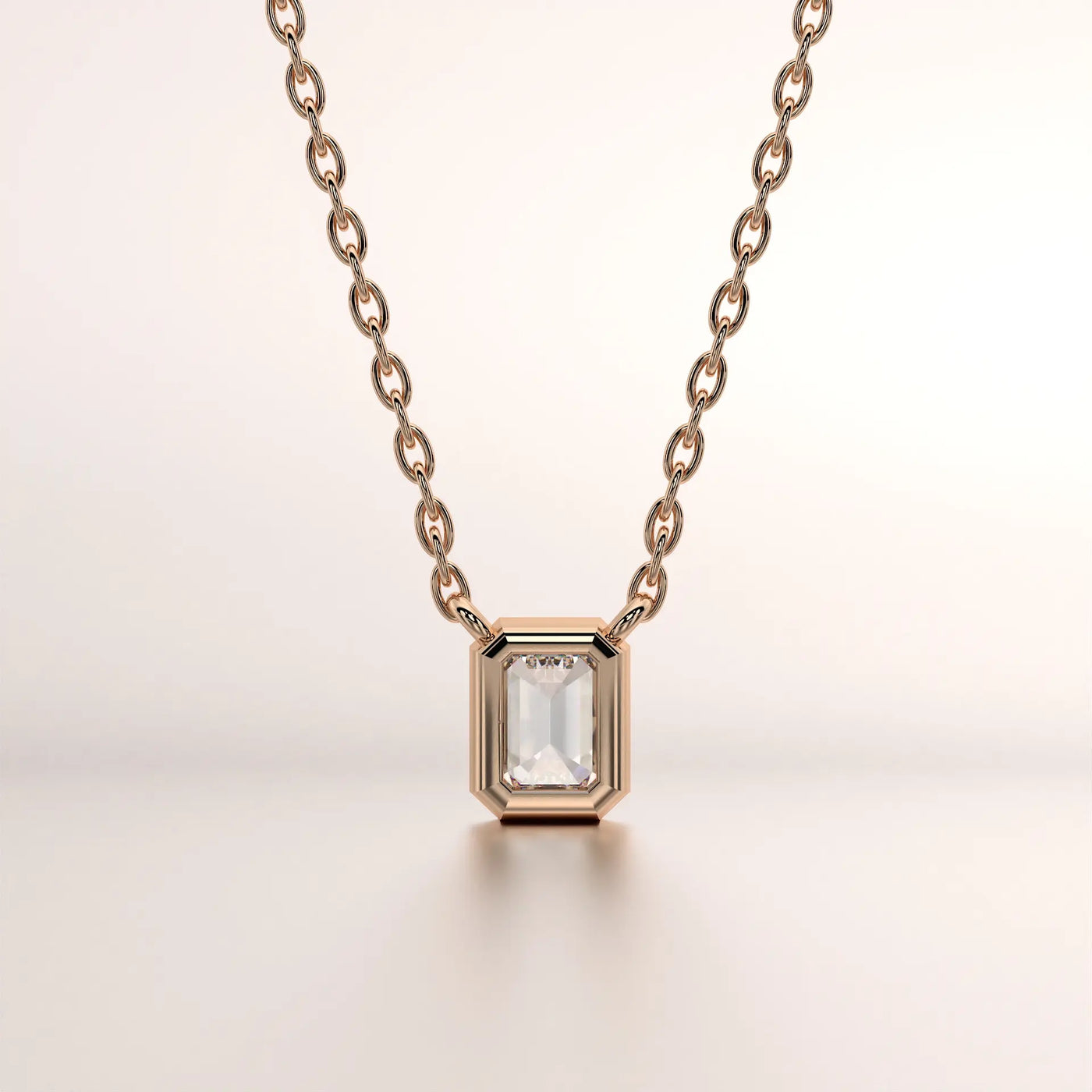 pendant emerald diamond rose gold base front